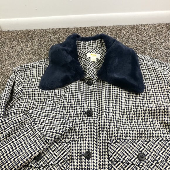 NWT Maeve Anthropologie Jacket Tweed Faux Fur Collar Houndstooth Womens XL $158 - Picture 3 of 12